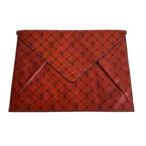 Trussardi Leather Document Envelope Pouch Printed Logo Bag